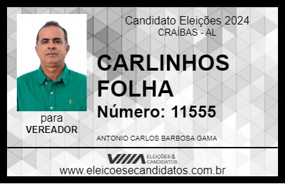 Candidato CARLINHOS FOLHA 2024 - CRAÍBAS - Eleições