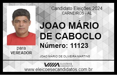 Candidato JOAO MÁRIO DE CABOCLO 2024 - CARNEIROS - Eleições