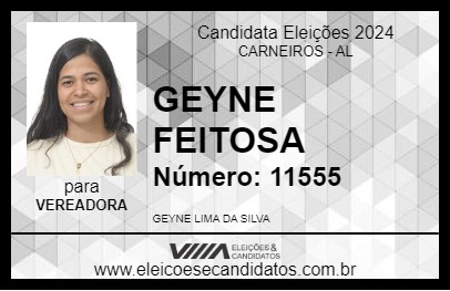 Candidato GEYNE FEITOSA 2024 - CARNEIROS - Eleições