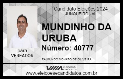 Candidato MUNDINHO DA URUBA 2024 - JUNQUEIRO - Eleições