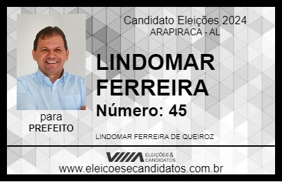 Candidato LINDOMAR FERREIRA 2024 - ARAPIRACA - Eleições