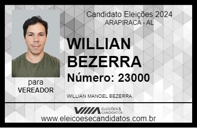 Candidato WILLIAN BEZERRA 2024 - ARAPIRACA - Eleições