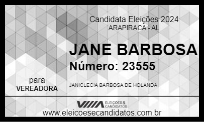 Candidato JANE BARBOSA 2024 - ARAPIRACA - Eleições