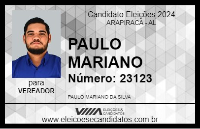 Candidato PAULO MARIANO 2024 - ARAPIRACA - Eleições