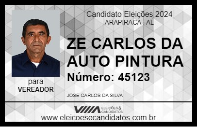 Candidato ZE CARLOS DA AUTO PINTURA 2024 - ARAPIRACA - Eleições