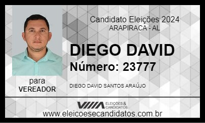 Candidato DIEGO DAVID 2024 - ARAPIRACA - Eleições