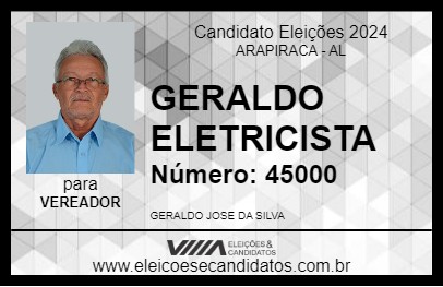 Candidato GERALDO ELETRICISTA 2024 - ARAPIRACA - Eleições