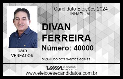 Candidato DIVAN FERREIRA 2024 - INHAPI - Eleições