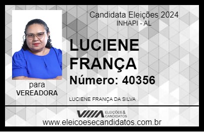 Candidato LUCIENE FRANÇA 2024 - INHAPI - Eleições