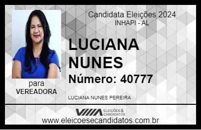 Candidato LUCIANA CABELEIREIRA 2024 - INHAPI - Eleições