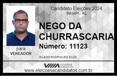 Candidato NEGO DA CHURRASCARIA 2024 - INHAPI - Eleições