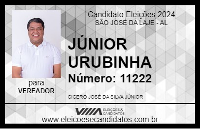 Candidato JÚNIOR URUBINHA 2024 - SÃO JOSÉ DA LAJE - Eleições