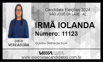 Candidato IRMÃ IOLANDA 2024 - SÃO JOSÉ DA LAJE - Eleições