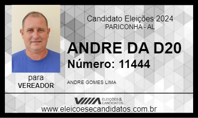 Candidato ANDRE DA D20 2024 - PARICONHA - Eleições