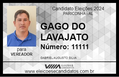 Candidato GAGO DO LAVAJATO 2024 - PARICONHA - Eleições