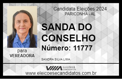 Candidato SANDRA DO CONSELHO 2024 - PARICONHA - Eleições