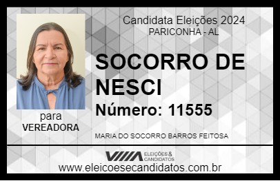 Candidato SOCORRO DE NESCI 2024 - PARICONHA - Eleições