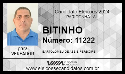 Candidato BITINHO 2024 - PARICONHA - Eleições