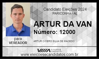 Candidato ARTUR DA VAN 2024 - PARICONHA - Eleições