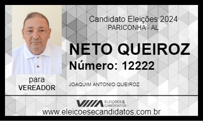 Candidato NETO QUEIROZ 2024 - PARICONHA - Eleições