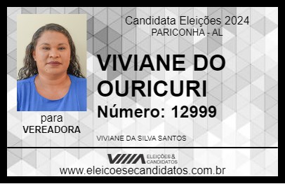 Candidato VIVIANE DO OURICURI 2024 - PARICONHA - Eleições