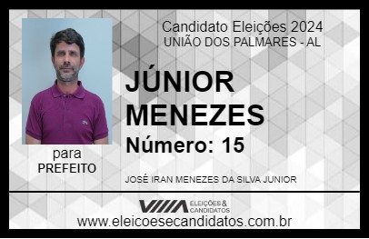 Candidato JÚNIOR MENEZES 2024 - UNIÃO DOS PALMARES - Eleições