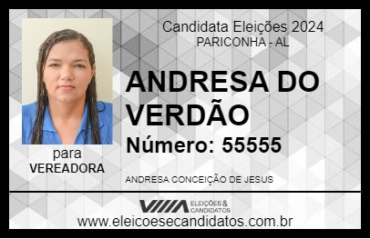 Candidato ANDRESA DO VERDÃO 2024 - PARICONHA - Eleições