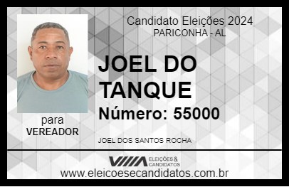 Candidato JOEL DO TANQUE 2024 - PARICONHA - Eleições