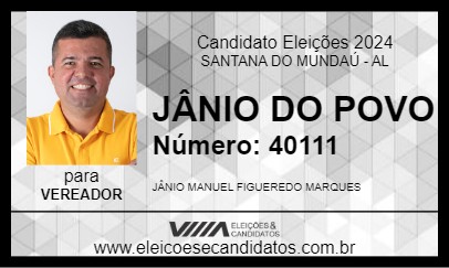 Candidato JÂNIO DO POVO 2024 - SANTANA DO MUNDAÚ - Eleições