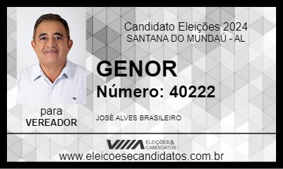 Candidato GENOR 2024 - SANTANA DO MUNDAÚ - Eleições