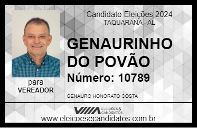 Candidato GENAURINHO DO POVÃO 2024 - TAQUARANA - Eleições