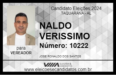 Candidato NALDO VERISSIMO 2024 - TAQUARANA - Eleições