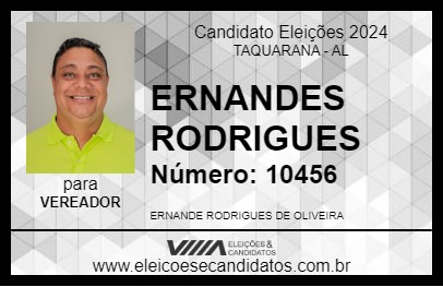 Candidato ERNANDES RODRIGUES 2024 - TAQUARANA - Eleições