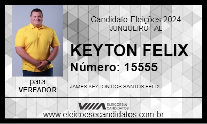 Candidato KEYTON FELIX 2024 - JUNQUEIRO - Eleições