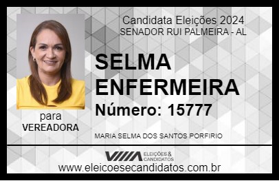 Candidato SELMA ENFERMEIRA 2024 - SENADOR RUI PALMEIRA - Eleições