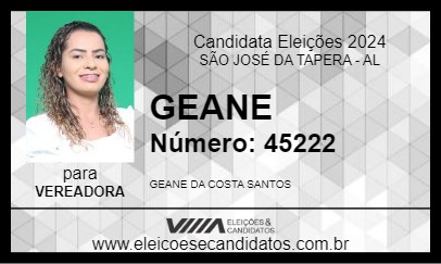 Candidato GEANE 2024 - SÃO JOSÉ DA TAPERA - Eleições