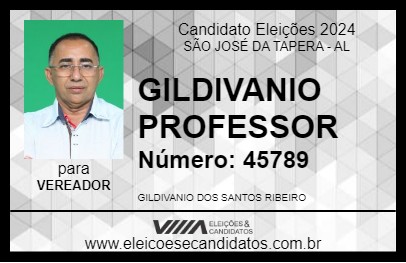 Candidato GILDIVANIO PROFESSOR 2024 - SÃO JOSÉ DA TAPERA - Eleições