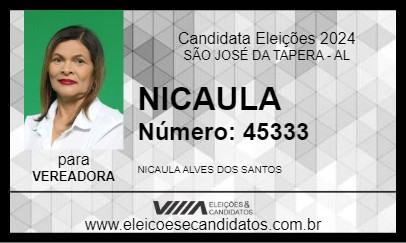 Candidato NICAULA 2024 - SÃO JOSÉ DA TAPERA - Eleições