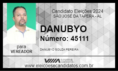 Candidato DANUBYO 2024 - SÃO JOSÉ DA TAPERA - Eleições