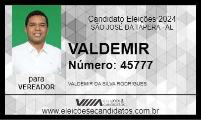 Candidato VALDEMIR 2024 - SÃO JOSÉ DA TAPERA - Eleições