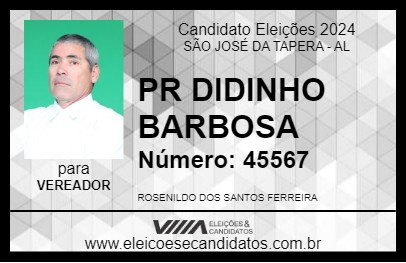 Candidato PR DIDINHO BARBOSA 2024 - SÃO JOSÉ DA TAPERA - Eleições