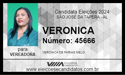 Candidato VERONICA 2024 - SÃO JOSÉ DA TAPERA - Eleições