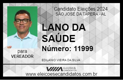 Candidato LANO DA SAÚDE 2024 - SÃO JOSÉ DA TAPERA - Eleições