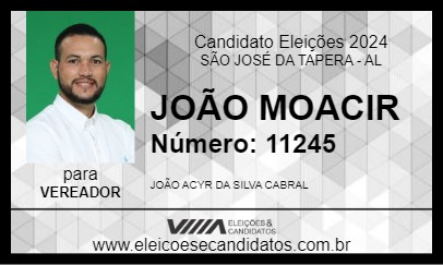 Candidato JOÃO MOACIR 2024 - SÃO JOSÉ DA TAPERA - Eleições