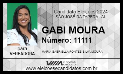 Candidato GABI MOURA 2024 - SÃO JOSÉ DA TAPERA - Eleições