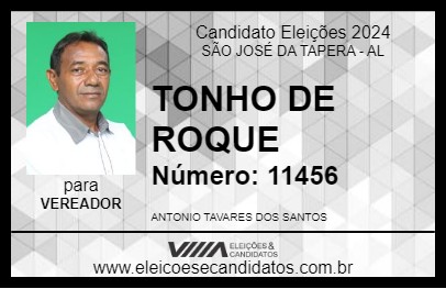 Candidato TONHO DE ROQUE 2024 - SÃO JOSÉ DA TAPERA - Eleições