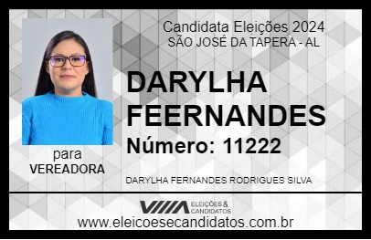 Candidato DARYLHA FERNANDES 2024 - SÃO JOSÉ DA TAPERA - Eleições