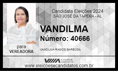 Candidato VANDILMA 2024 - SÃO JOSÉ DA TAPERA - Eleições