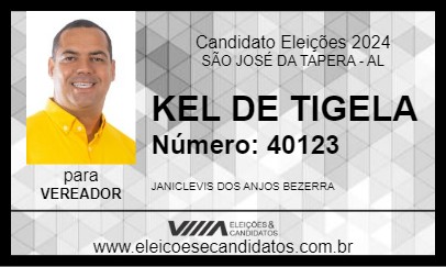 Candidato KEL DE TIGELA 2024 - SÃO JOSÉ DA TAPERA - Eleições