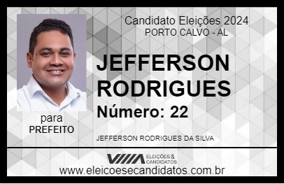 Candidato JEFFERSON RODRIGUES 2024 - PORTO CALVO - Eleições